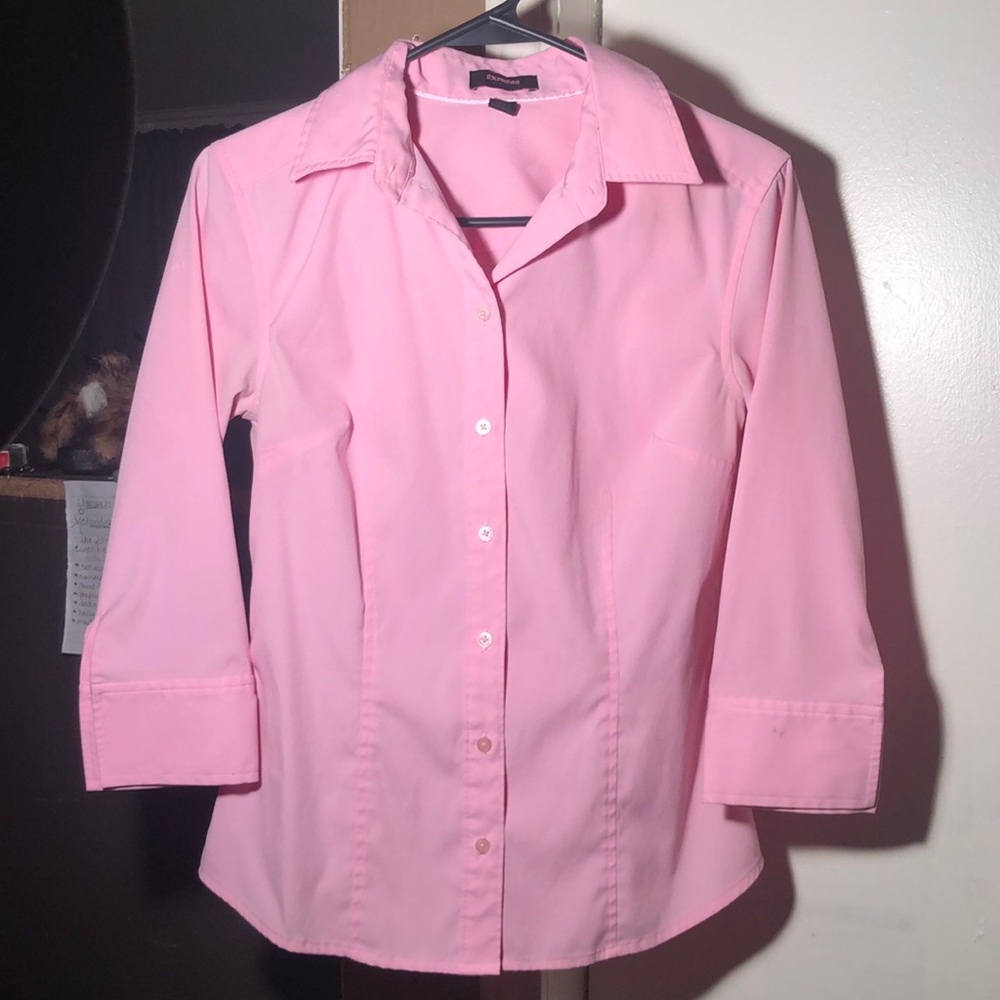 Size 6 Pink Express office wear button up tapered long sleeve